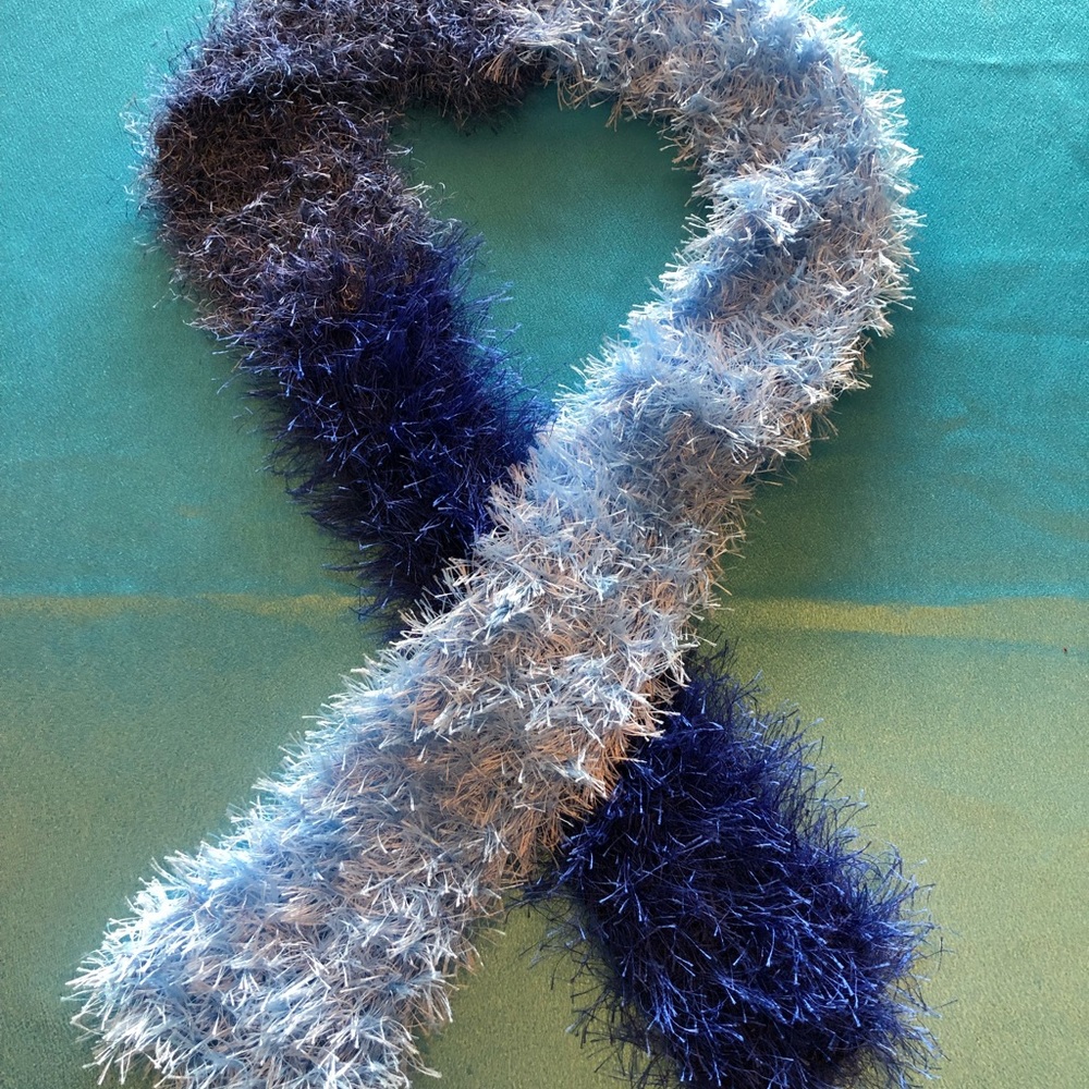 Fun fur handmade three tone 52 inches long scarf